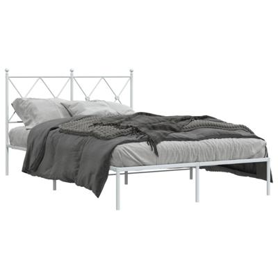 Bedframe met hoofdbord metaal wit 120x190 cm