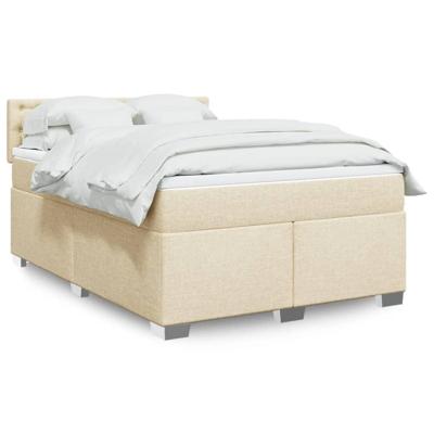 Boxspring met matras stof crèmekleurig 140x200 cm