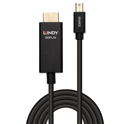 LINDY 40923 DisplayPort-kabel HDMI Aansluitkabel Mini DisplayPort-stekker, HDMI-A-stekker 3.00 m Zwart
