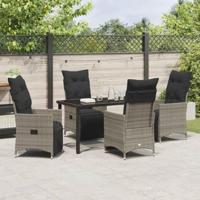 5-delige tuinset met kussens, grijs poly rattan - thumbnail