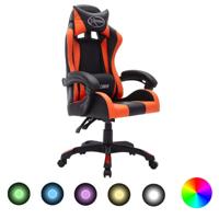 Racestoel met RGB LED-verlichting kunstleer oranje en zwart - thumbnail