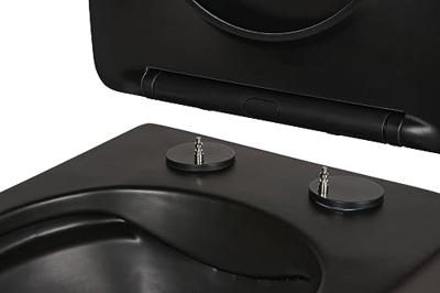 Saqu Please compact hangtoilet randloos met softclose toiletbril mat zwart Saqu Please compact hangtoilet randloos met softclose toiletbril mat zwart