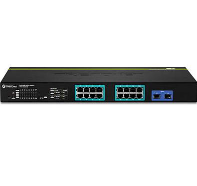 TRENDnet TPE-1620WS 16-poorts Gigabit Web Smart PoE+ Switch, 16 x Gigabit PoE+ poorten, 4 x gedeelde Gigabit poorten (RJ-45 of SFP), VLAN, QoS, LACP, IPv6 ondersteuning, 185 W PoE-totaal vermogen