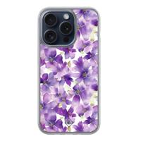 iPhone 15 Pro hybride hoesje - Floral violet - thumbnail