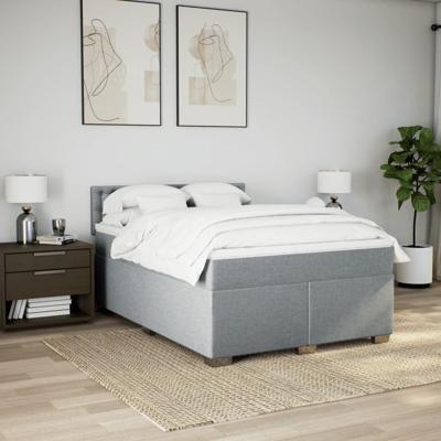 Boxspring met matras stof lichtgrijs 140x190 cm - thumbnail