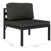 VidaXL 3-delige loungeset met kussens aluminium antraciet - thumbnail
