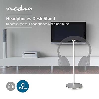 Standaard voor Koptelefoon | Aluminium Ontwerp | Antislipvoetjes | 98 x 276 mm | Zilver