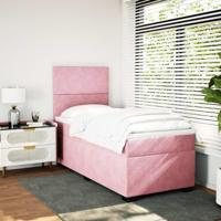 Boxspring met matras fluweel roze 90x190 cm - thumbnail