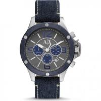 Horlogeband Armani Exchange AX1517 Leder/Textiel Blauw 22mm - thumbnail