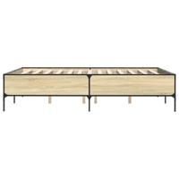 Bedframe bewerkt hout metaal sonoma eikenkleurig 140x200 cm - thumbnail