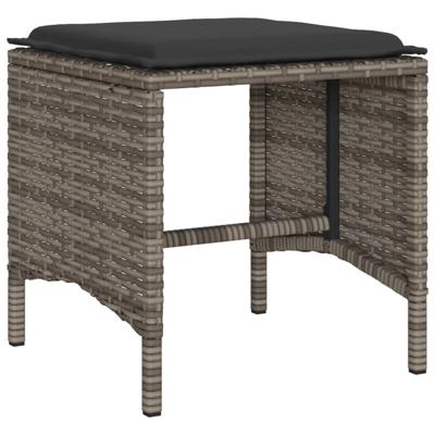 6-delige Loungeset met kussens poly rattan grijs