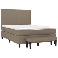 Boxspring met matras stof taupe 140x200 cm - thumbnail