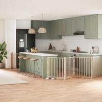 Hondenhek inklapbaar met deur 8 panelen 640 cm populierenhout - thumbnail