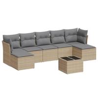 8-delige Loungeset met kussens poly rattan beige - thumbnail