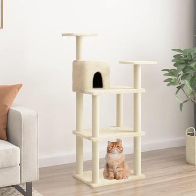 Kattenkrabpaal met sisal krabpalen 119 cm crmekleurig