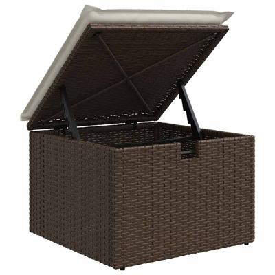4-delige Loungeset met kussens poly rattan bruin - thumbnail