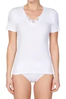 Dames shirt korte mouw Beatrix - Kanten ondershirt - Naadloos - 100% katoen - thumbnail