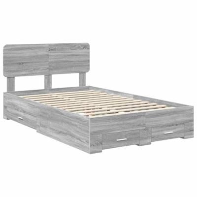 Bedframe met hoofdeinde Grijs Sonoma 120 x 200 cm Bewerkt hout