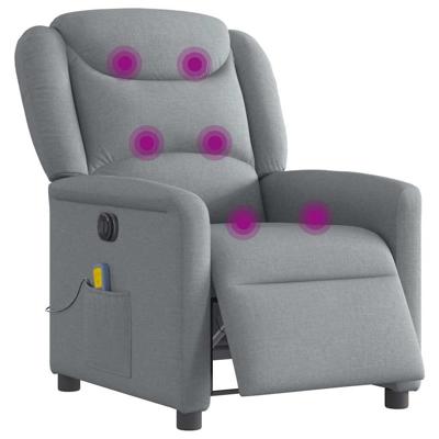 Massagestoel elektrisch verstelbaar stof lichtgrijs