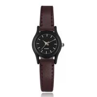 Klassiek dameshorloge met zwart uurwerk en donkerbruin leren bandje - thumbnail