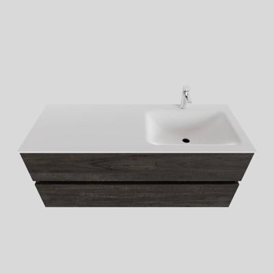 Badkamermeubel Solid Surface AQS Oslo 120x46 cm Rechts Wood Dark Brown Boss & Wessing