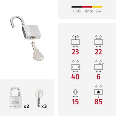 ABUS Hangslot 64Ti/40 Twins B/Dfnli - 64TI/40 TWINS C - 64TI/40 TWINS C