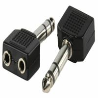 Y-Splitter plug, stereo Jack 1x 6.3mm naar 2x 3.5mm - thumbnail