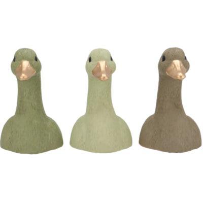 Daan Kromhout Beeld duck head groen 20 cm 3 assorti | 6 stuks