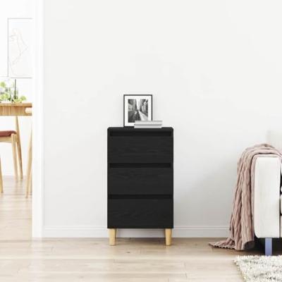 Nachtkastje met lade Zwart eiken 40 x 35 x 70 cm Bewerkt hout