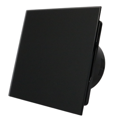 Whisper Pro-design Badkamerventilator - Ø100mm - Met Nalooptimer + Vochtsensor - Vlak Glas - Mat Zwart