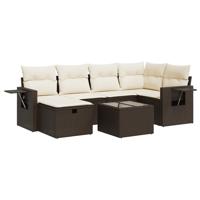 6-delige Loungeset met kussens poly rattan bruin - thumbnail