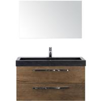 Seville Badmeubelset 100 cm - Tabacco - Wastafel Hardsteen Wit Lucca met Spiegel - thumbnail