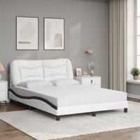 Bed met matras "Hvar" kunstleer wit en zwart 180x200 cm - thumbnail