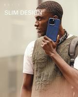 Mujjo Leather Wallet Case iPhone 15 Pro Max blauw - thumbnail