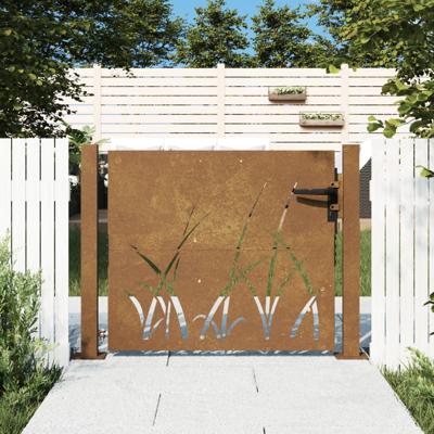VidaXL Poort 100x100 cm grasontwerp cortenstaal VidaXL Poort 100x100 cm grasontwerp cortenstaal