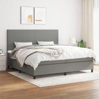 Boxspring met matras stof donkergrijs 200x200 cm - thumbnail
