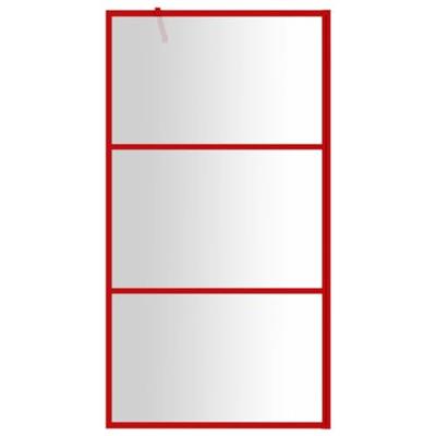 VidaXL Inloopdouchewand transparant 100x195 cm esg-glas rood - thumbnail