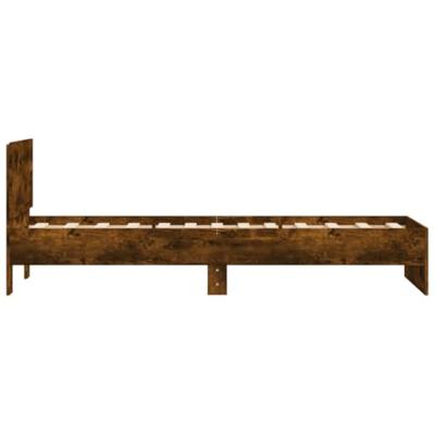 Bedframe met hoofdbord bewerkt hout gerookt eiken 75x190 cm