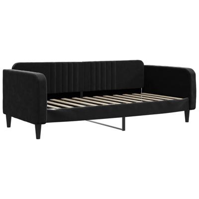 Slaapbank met matras 100x200 cm fluweel zwart