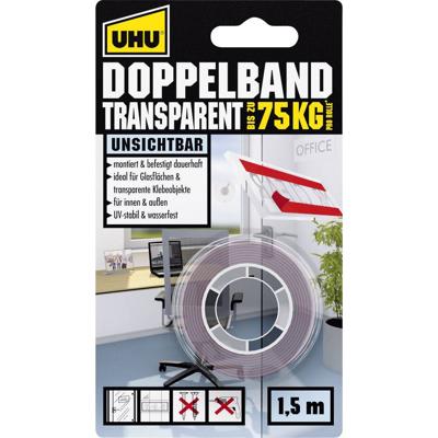 UHU 45375 45375 Dubbelzijdige tape UHU Transparant (l x b) 1.5 m x 19 mm 1 stuk(s) UHU 45375 45375 Dubbelzijdige tape UHU Transparant (l x b) 1.5 m x 19 mm 1 stuk(s)