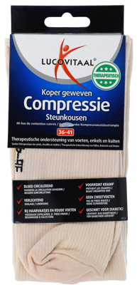 Lucovitaal Koper Geweven Compressie Steunkousen Beige 36-41 Lucovitaal Koper Geweven Compressie Steunkousen Beige 36-41