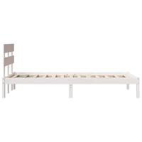 Bedframe met hoofdeinde Wit 80 x 200 cm Massief grenenhout - thumbnail