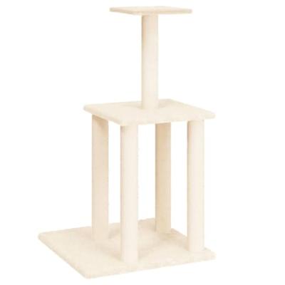 vidaXL Kattenmeubel met sisal krabpalen 85,5 cm crèmekleurig, kattenpaal, kattenboom, kattenkrabpaal, kattenhuis, kattenmeubel, kattenpalen