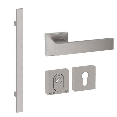 Hardbrass Voordeurset rond 3-delig met XL-greep 1900mm SKG3 met kerntrekbeveiliging - RVS