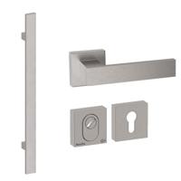 Hardbrass Voordeurset rond 3-delig met XL-greep 1900mm SKG3 met kerntrekbeveiliging - RVS - thumbnail