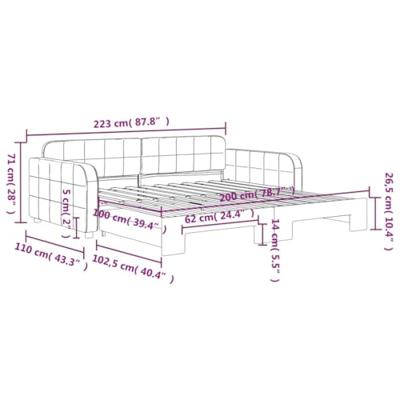 Slaapbank met onderschuifbed 100x200 cm fluweel zwart