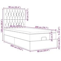 Ottoman bed met matras en LED's 90x200cm stof zwart - thumbnail