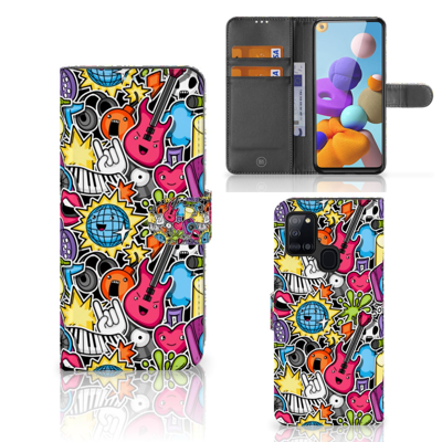 Samsung Galaxy A21s | Wallet Case | met Pasjes | Punk Rock Samsung Galaxy A21s | Wallet Case | met Pasjes | Punk Rock