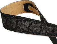 Levys Leathers PMS44T03-BLK lederen gitaarband, paisley, zwart - thumbnail