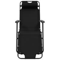 Ligbedden met voetensteun inklapbaar zwart 2 st - thumbnail